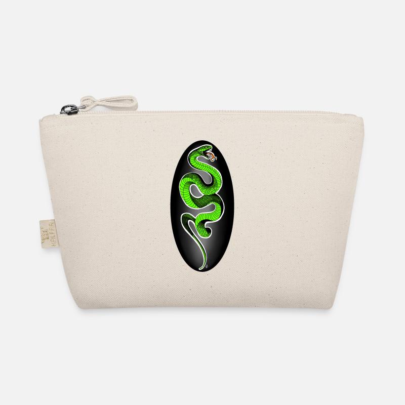 Green snake with black background Organic Pouch