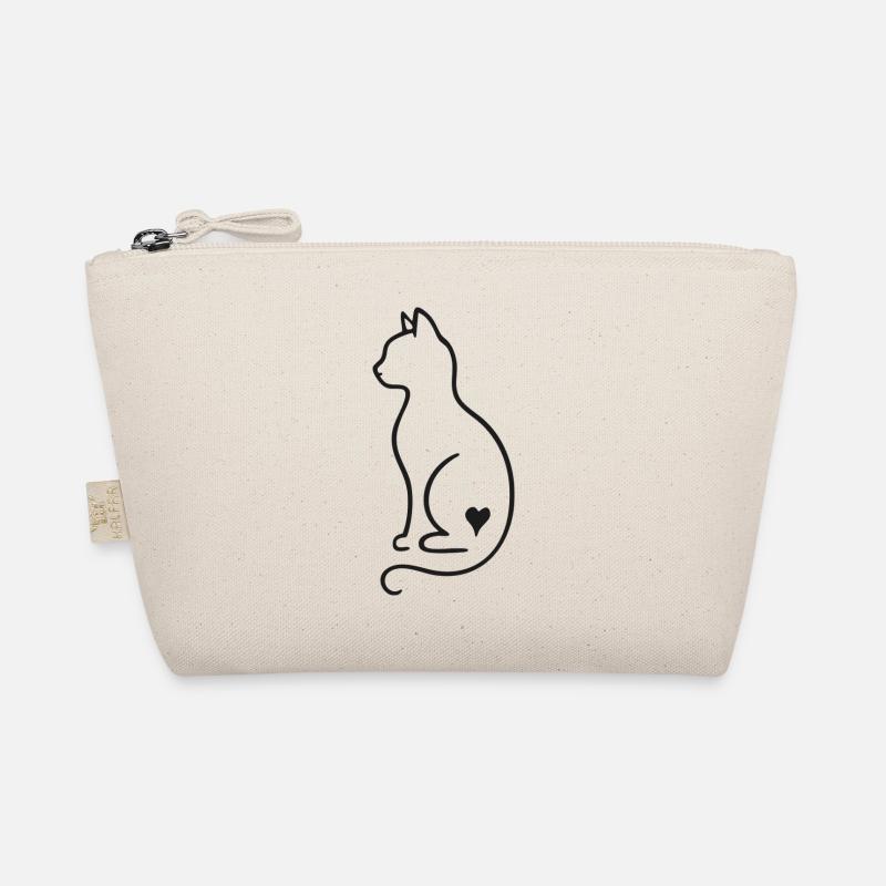 Dessin minimaliste au trait de chat – Design noir Trousse biologique
