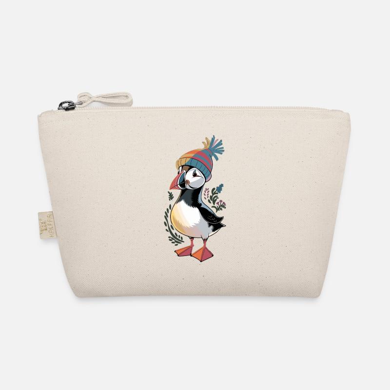 Puffin mit Mütze: Winterlicher Charme - Bio-Täschchen - Natur