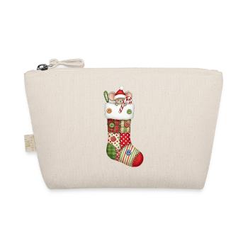 Cute cartoon mouse in Christmas sock - Organic Pouch - nature - Front