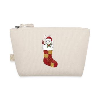 Lustige Cartoon Weihnachtssocke mit Hase - Bio-Täschchen - Natur - Vorne