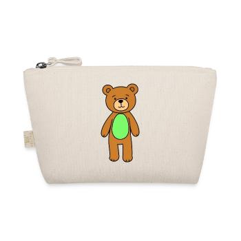 Cuddly Bear Green Belly Cartoon - Organic Pouch - nature - Front