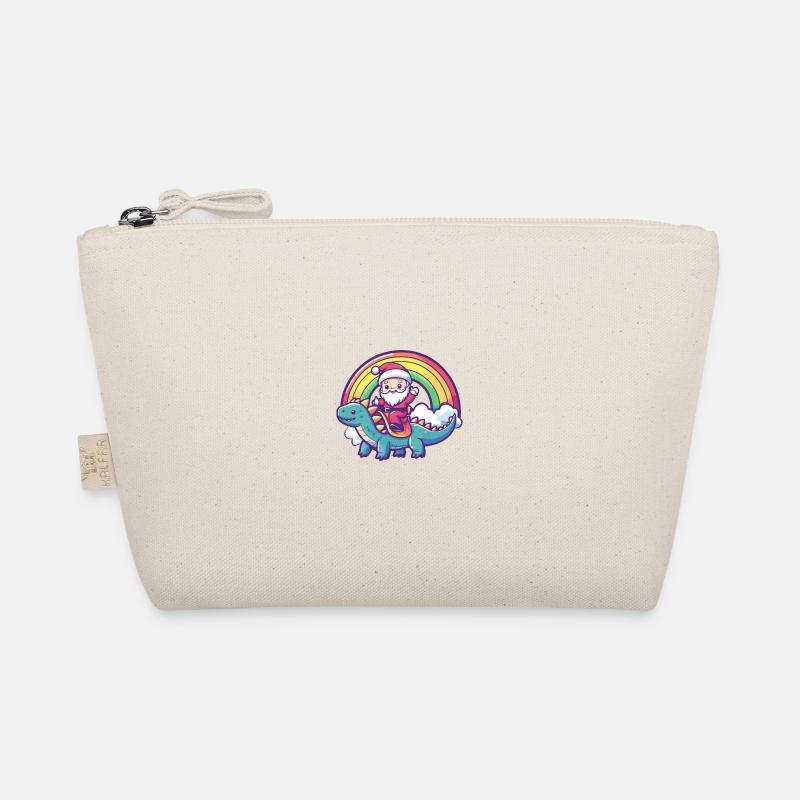 Dinosaur stegosaurus Santa Claus Rainbow Organic Pouch
