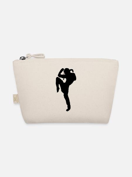 Muay Thai Silhouette Kickboxen Kampfsport MMA gift - Bio-Täschchen - Natur - Vorne