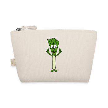 Funny leek Victory Sign vegetable fitness green - Organic Pouch - nature - Front