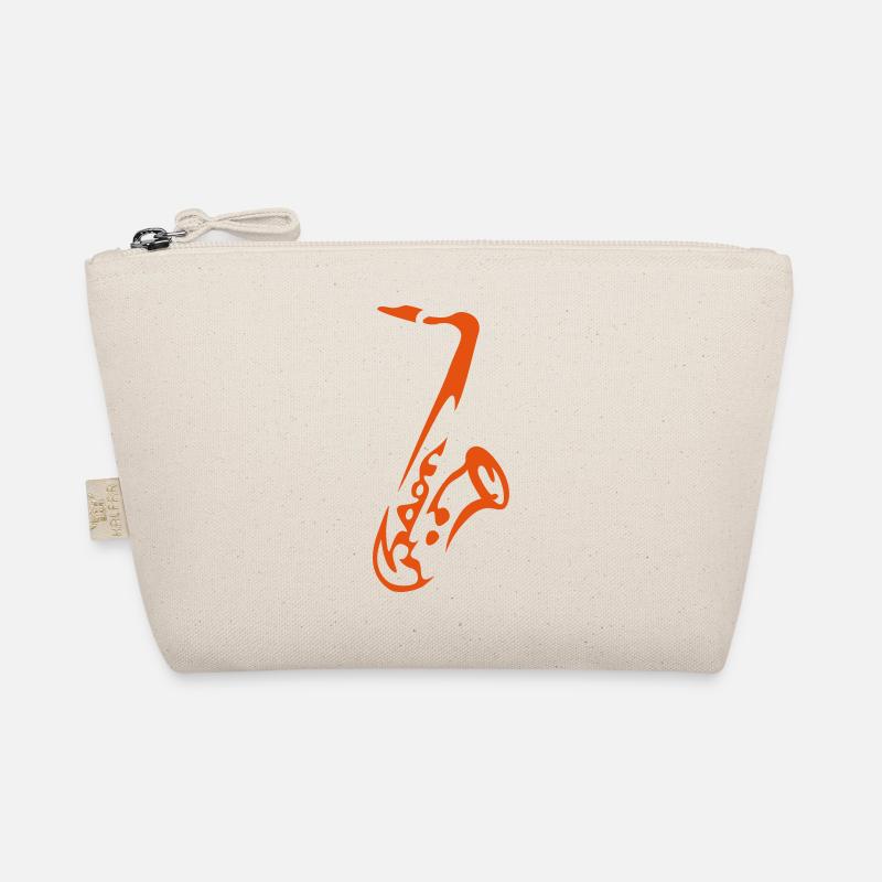 Saxy - Expressive Saxophon Silhouette Design - Bio-Täschchen - Natur