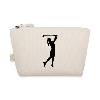Golferin Silhouette, Golf Abschlag Damen Golf  - Bio-Täschchen - Natur - Vorne