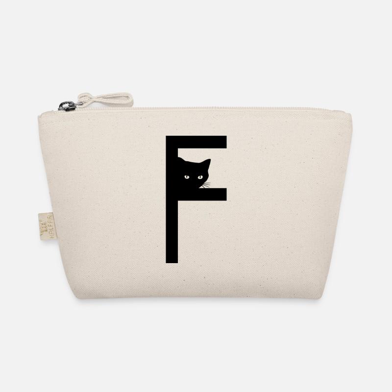 Buchstabe F mit schwarzer Katze - Bio-Täschchen - Natur