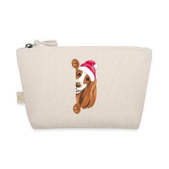 Spähender Cocker Spaniel Hund mit Weihnachtsmütze - Bio-Täschchen - Natur - Vorne