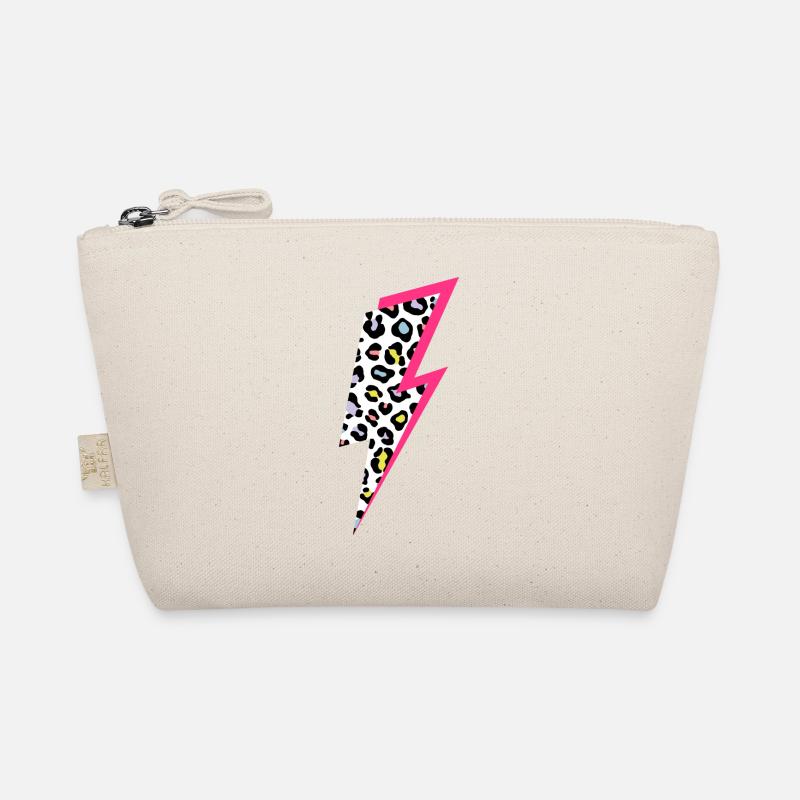 Lightning Leopard Pattern Pastel Colors with Neon Pink Organic Pouch