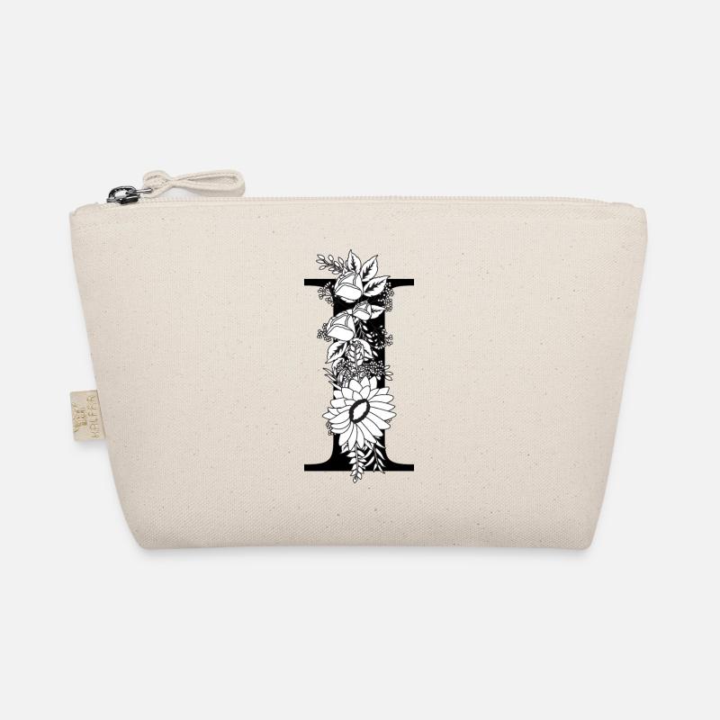 Floral black and white letter i Organic Pouch