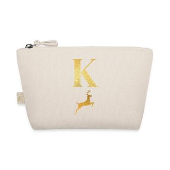 Letter k Golden Deer - Gift Idea - Organic Pouch - nature - Front