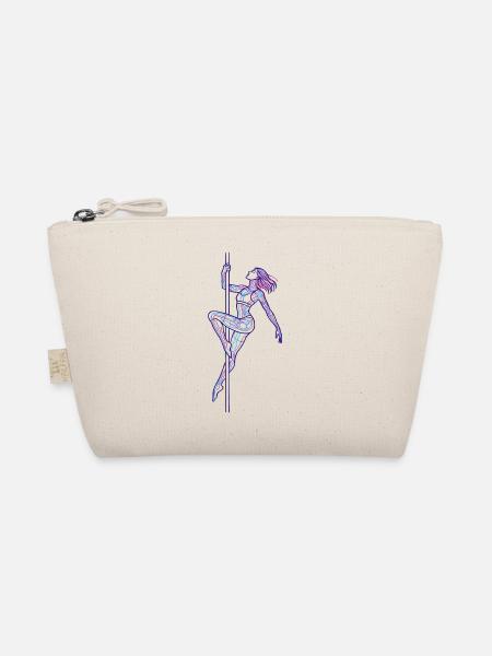 Line Art Frau Pole Dance Illustration Geschenk - Bio-Täschchen - Natur - Vorne