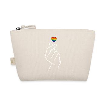 Pride Herz Regenborgen Fingerherz  - Bio-Täschchen - Natur - Vorne