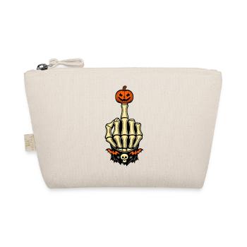 Kürbis Mittelfinger Halloween Skelett - Bio-Täschchen - Natur - Vorne