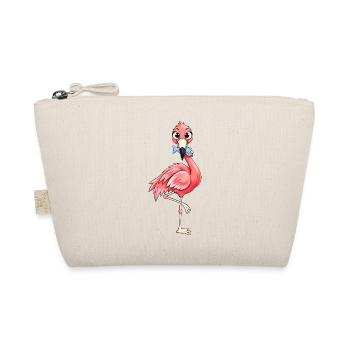 Lustiger Flamingo mit Fisch - Bio-Täschchen - Natur - Vorne
