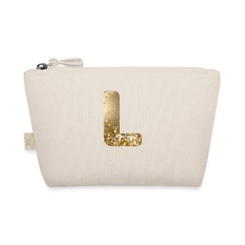 Customizable Monogram L Gold Glitter - Organic Pouch - nature - Front