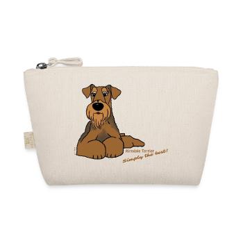 Airedale Terrier liegend - Bio-Täschchen - Natur - Vorne