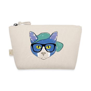 Blaue Katze mit Cap - Bio-Täschchen - Natur - Vorne
