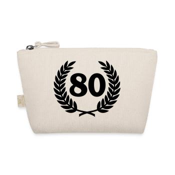 Laurel wreath & Number (80) - Organic Pouch - nature - Front