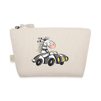 Cooles Zebra Fährt Auto - Comic Rennwagen - Bio-Täschchen - Natur - Vorne