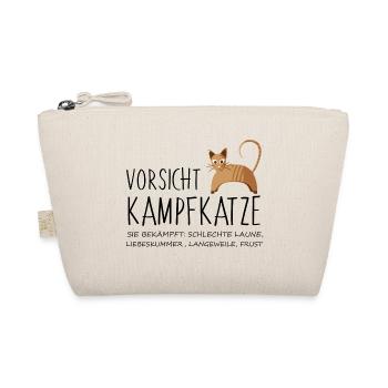Vorsicht Kampfkatze Mieze Geschenk Idee - Bio-Täschchen - Natur - Vorne