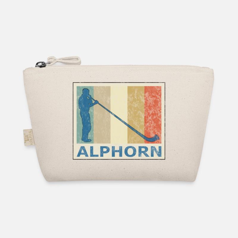 Retro Vintage Style Alphorn Alpenhorn Musik - Bio-Täschchen - Natur