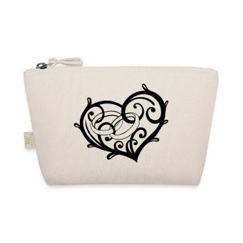Cool design, big heart with rings, wedding - Organic Pouch - nature - Front