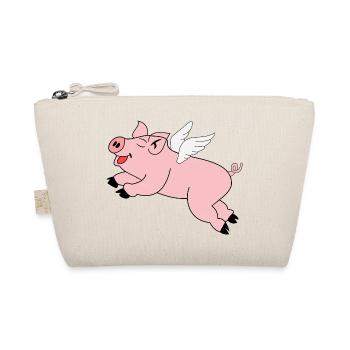 Pig Flying Gift - Organic Pouch - nature - Front