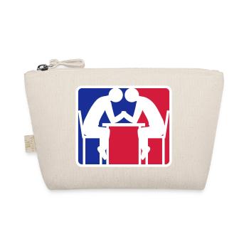 arm wrestling red blue logo button wrestle Armwrestli - Organic Pouch - nature - Front