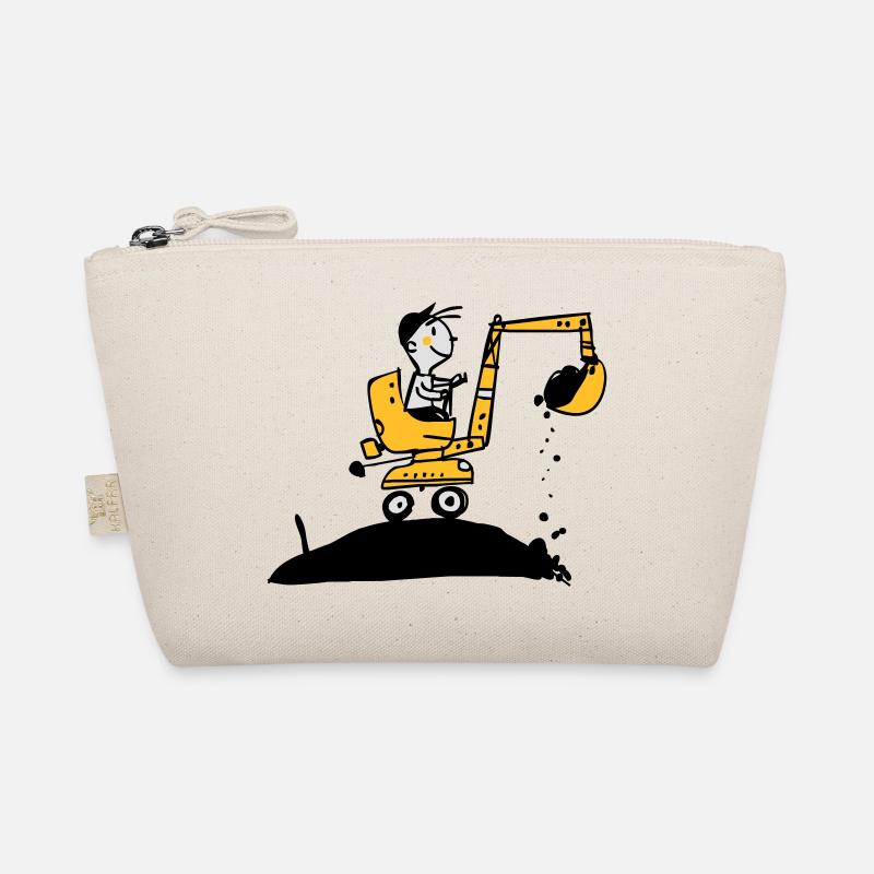 Bagger im Retro Stil - Bio-Täschchen - Natur
