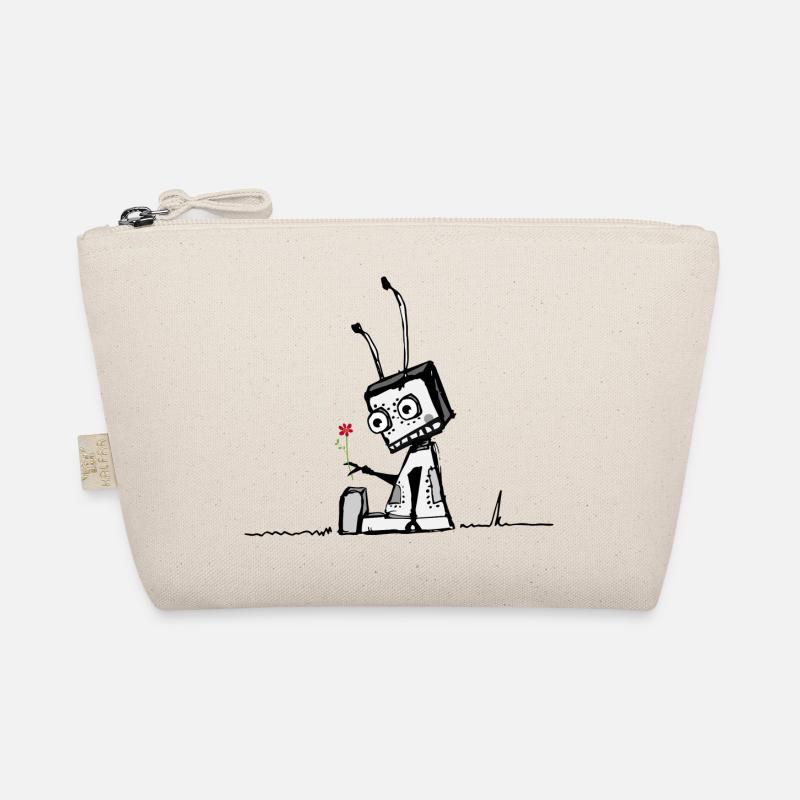 Roboter mit einer Blume Bio-Täschchen