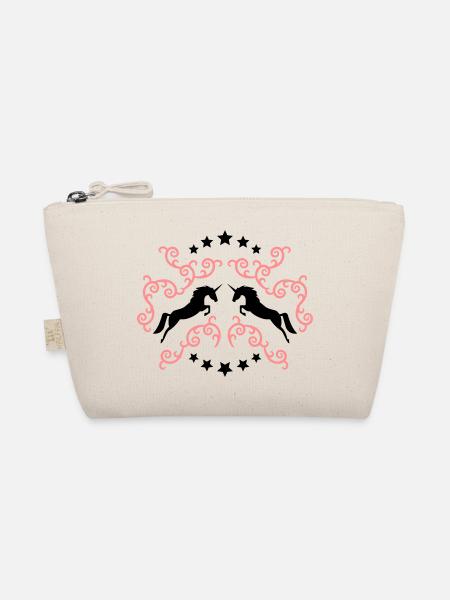 Jumping Unicorns -Springende Einhörner - Bio-Täschchen - Natur - Vorne