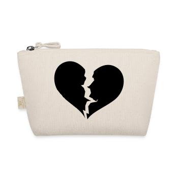 Gebrochenes Herz, broken heart - Bio-Täschchen - Natur - Vorne