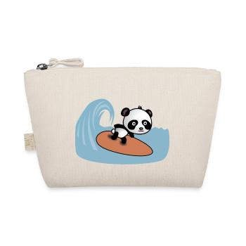 Panda Surfer reitet die Welle - Comic Style Motiv - Bio-Täschchen - Natur - Vorne