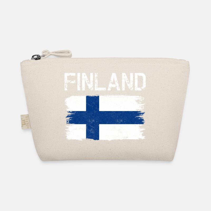 Finland Flag Distressed Brush Organic Pouch