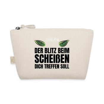 Lustiger Spruch Blitz Scheißen Grün Kobold Gnom - Bio-Täschchen - Natur - Vorne