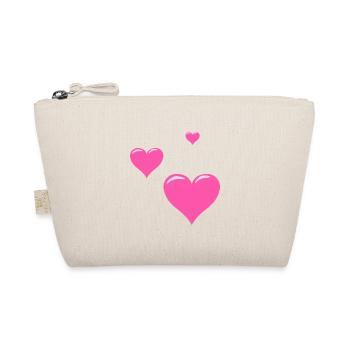Three pink hearts - Organic Pouch - nature - Front