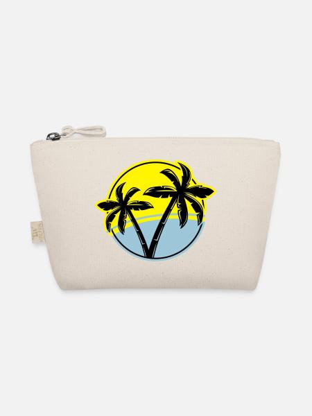 palme silhouette kreis strand - Bio-Täschchen - Natur - Vorne