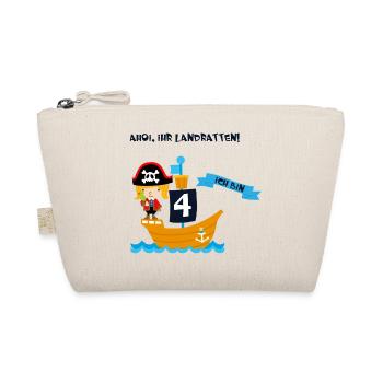 Geburtstagsshirt 4 Jahre Junge Pirat Piraten - Bio-Täschchen - Natur - Vorne