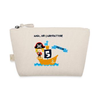 Geburtstagsshirt 5 Jahre Junge Pirat Piraten - Bio-Täschchen - Natur - Vorne