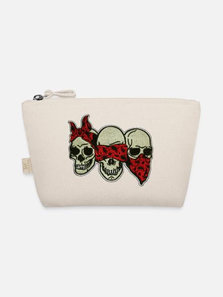 Three Skulls with Red Eye Mask / Three Skulls - Organic Pouch - nature - Front