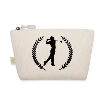 Golf player strikes ball shadow in laurel wreath - Organic Pouch - nature - Front