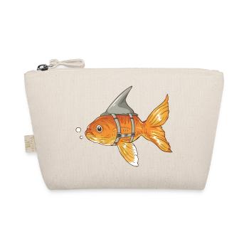 Lustiger Goldfisch mit Haifischflosse angeschnallt - Bio-Täschchen - Natur - Vorne
