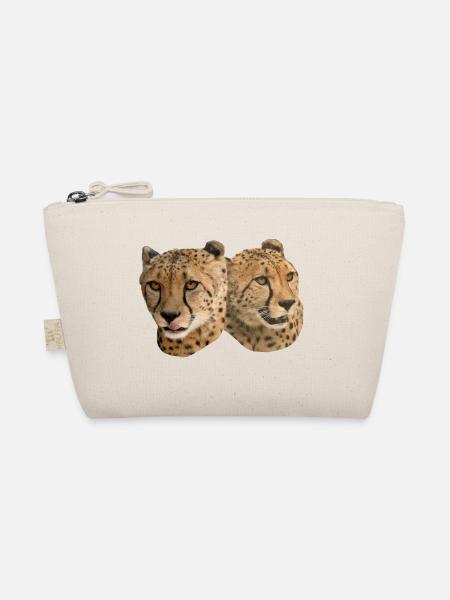 Cheetah Head, Front, Side, Natural - Organic Pouch - nature - Front