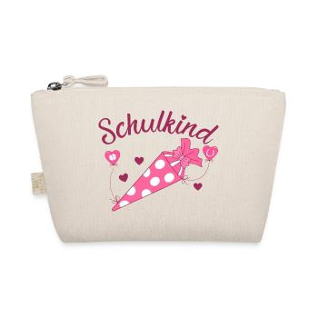 Schulkind Herz rosa Schulanfang - Bio-Täschchen - Natur - Vorne