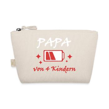 Akku leer Papa von 4 Kindern Vater Vatertag Kind - Bio-Täschchen - Natur - Vorne