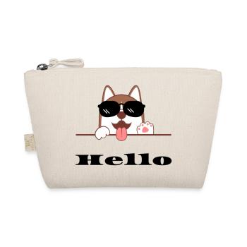 Chien joyeux avec lunettes de soleil, Hello - Trousse biologique - nature - Devant