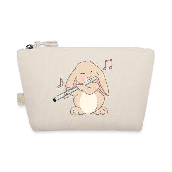 Cute Rabbit Flute Player, Kawaii Lop Eared abbitR - Organic Pouch - nature - Front