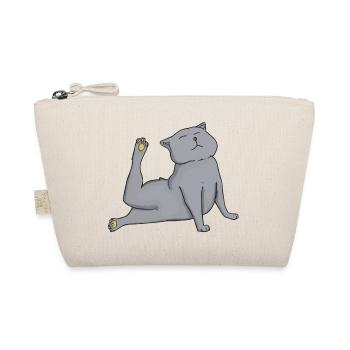 Graue Katze macht Yoga Yogaliebhaber Geschenkidee - Bio-Täschchen - Natur - Vorne